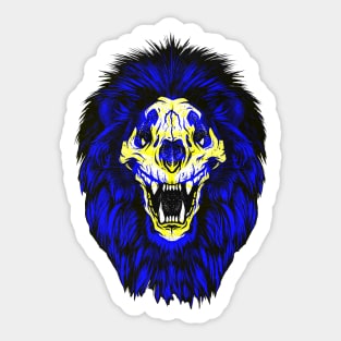 Lion Skull Interactive Yellow&Blue Filter T-Shirt By Red&Blue Sticker